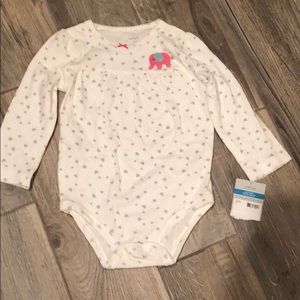 NWT Carter Girls Pink Elephant Long Sleeve Onsie